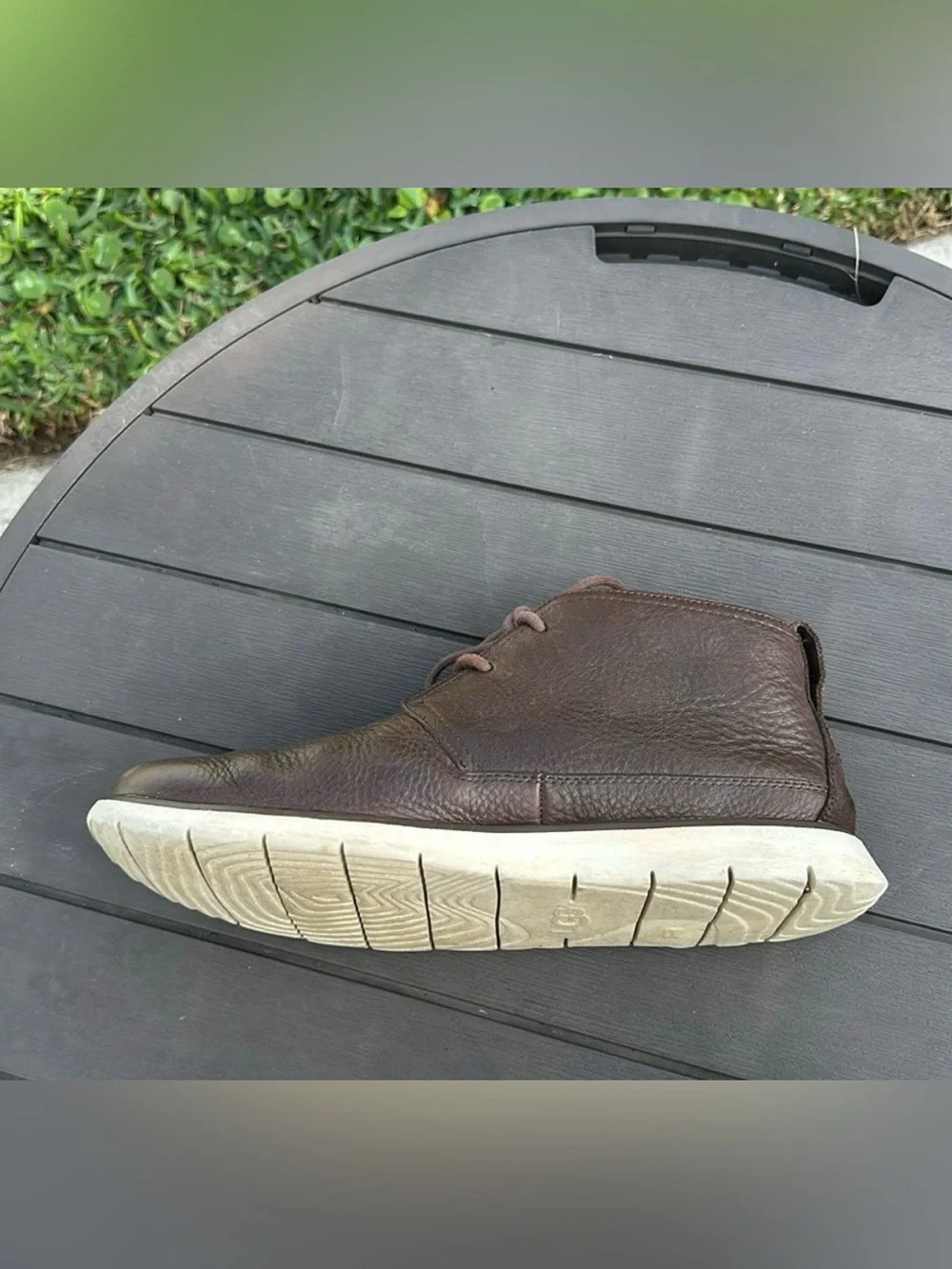 UGG MENS COMFORT SYSTEM BROWN LEATHER LACE UP CHUKKA BOOT SIZE 10 S/N 1013234